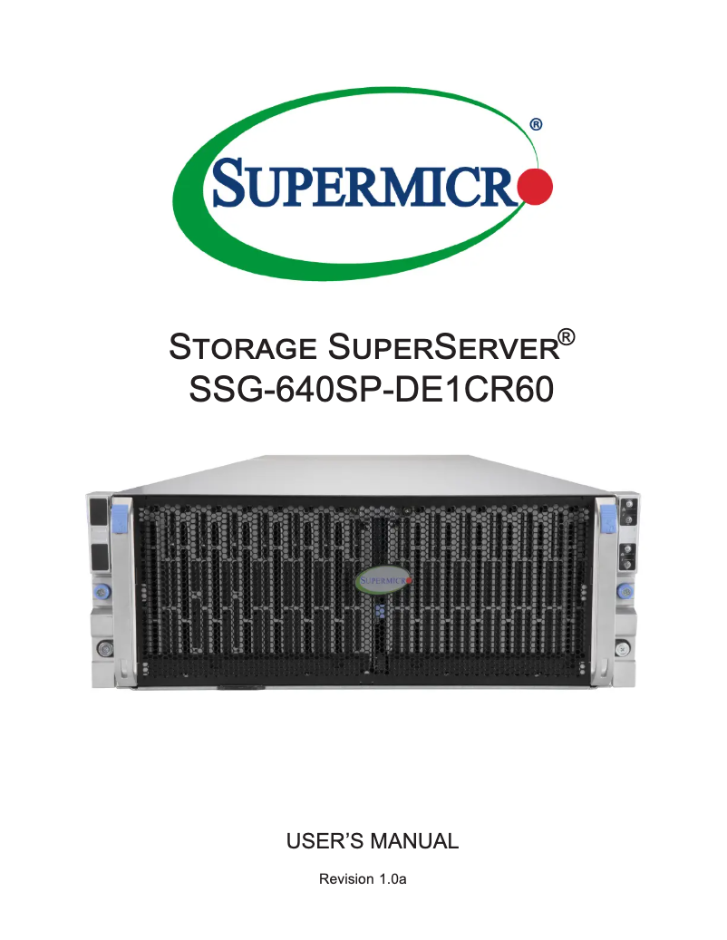 Page 1 de la notice Manuel utilisateur Supermicro SuperServer SSG-640SP-DE1CR60