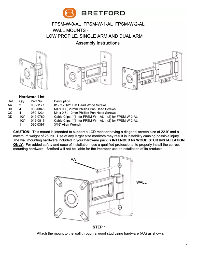 Image de la première page du manuel de l'appareil FPSM-W-0-AL