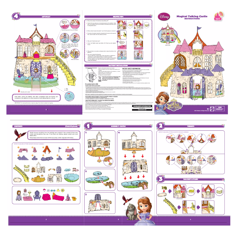 Page 1 de la notice Manuel utilisateur Mattel Sofia the First Magical Talking Castle