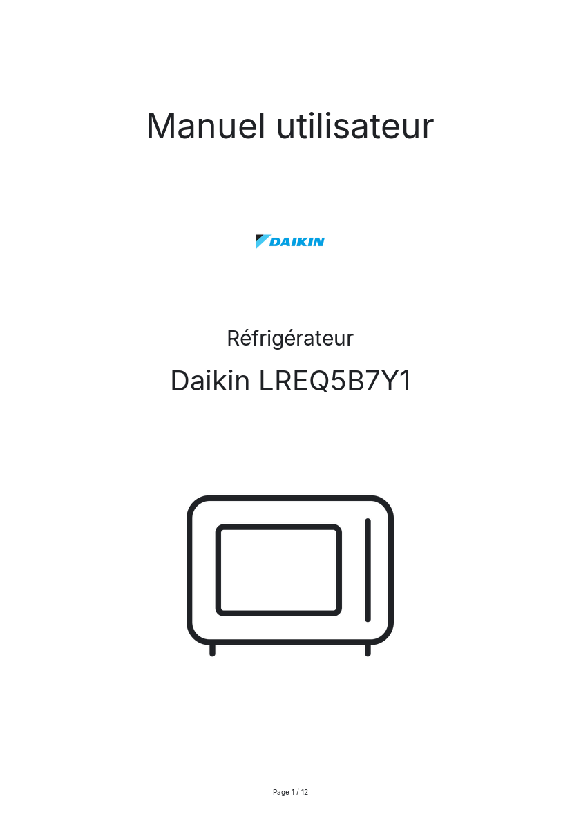 Image de la première page du manuel de l'appareil LREQ5B7Y1