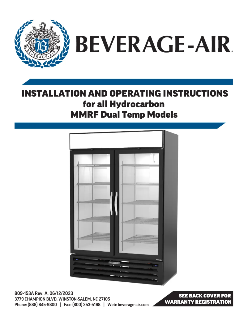 Page 1 de la notice Manuel utilisateur Beverage-Air MMF72HC-5