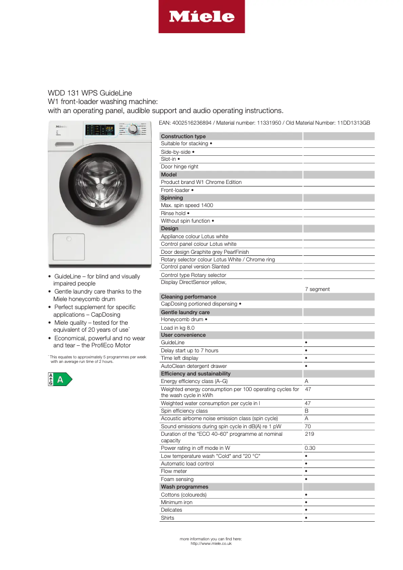 Image de la première page du manuel de l'appareil WDD 131 WPS GuideLine