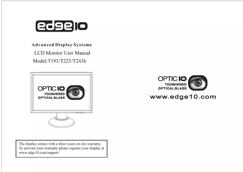 Page n°1 - Manuel utilisateur Edge10 T193 LCD Monitor