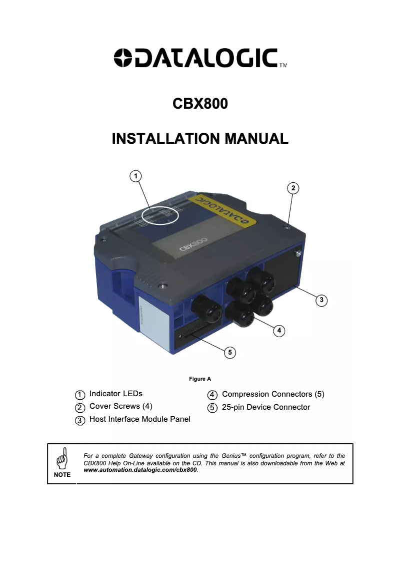 Page n°1 - Manuel utilisateur Datalogic CBX800