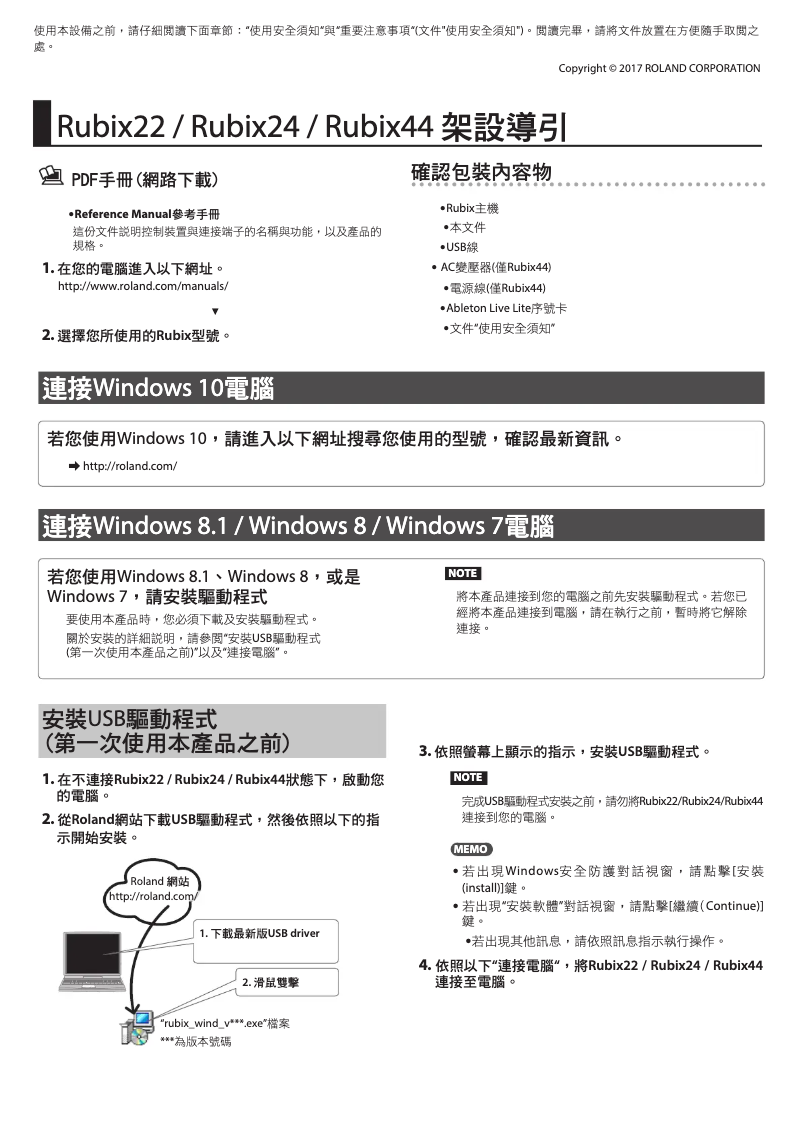 Página 1 del manual Manual de usuario Roland RUBIX44