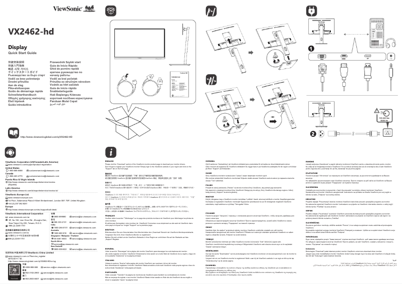 Page 1 de la notice Guide de démarrage rapide Viewsonic VX2462-HD