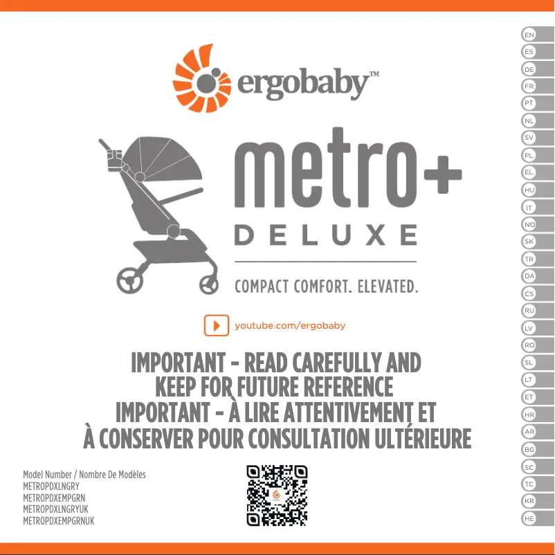 Page 1 de la notice Manuel utilisateur Ergobaby Metro+ Deluxe