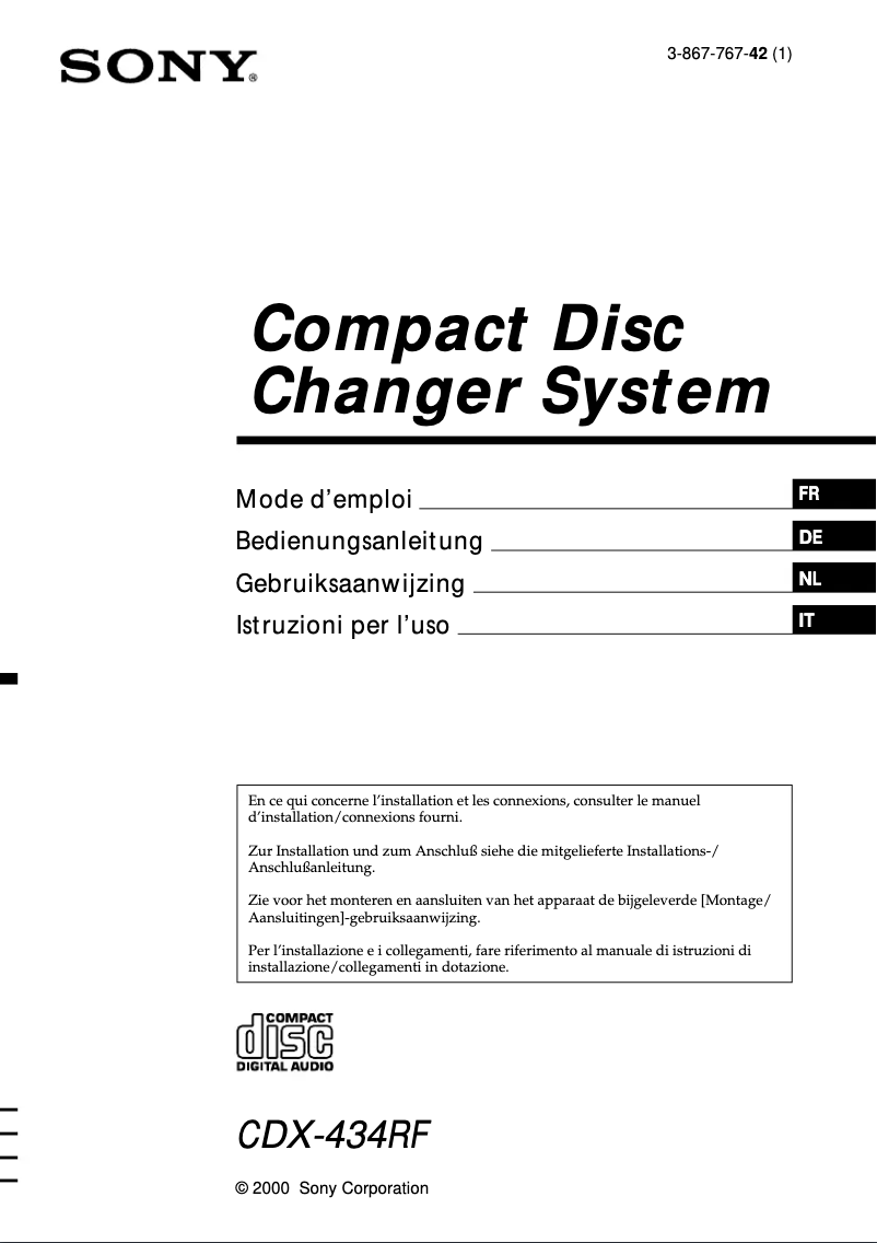 Page n°1 - Manuel utilisateur Sony CDX-434RF