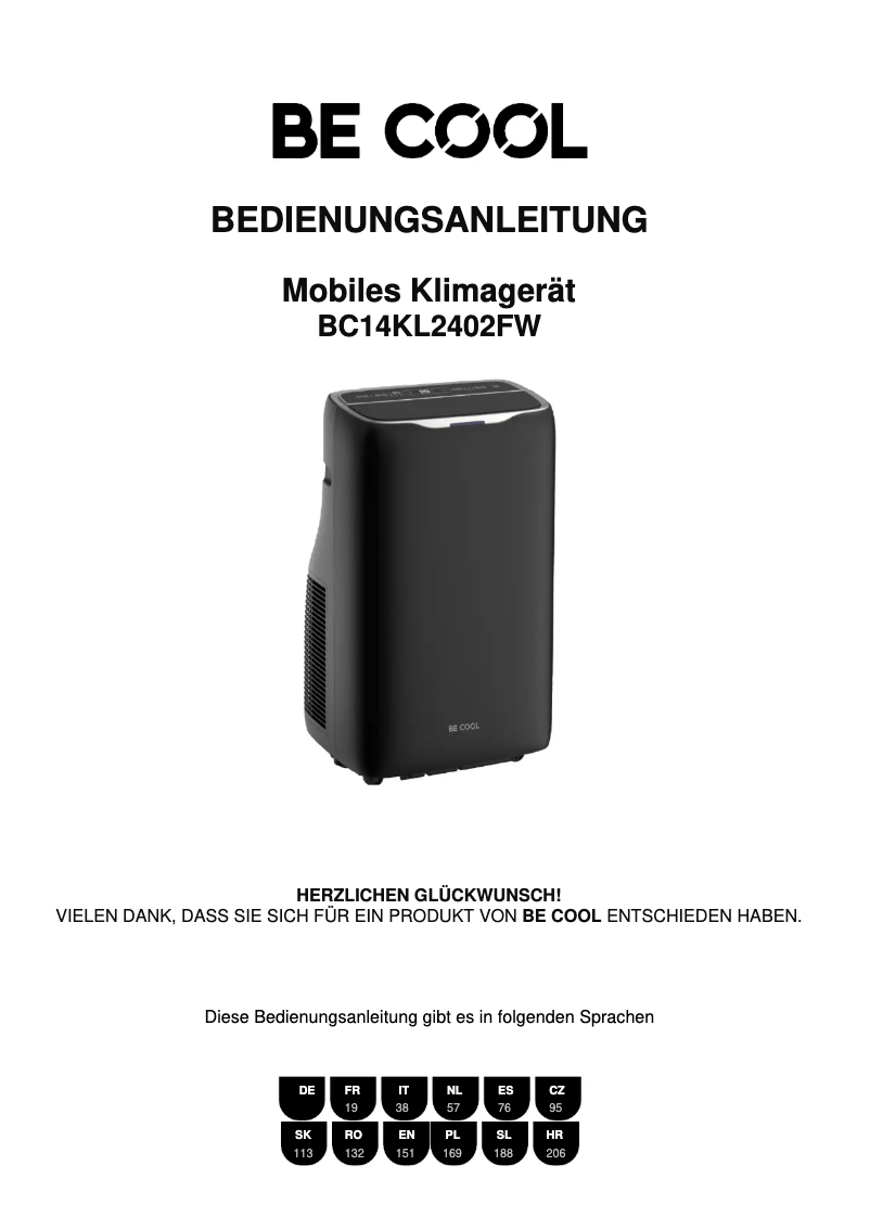 Page n°1 - Manuel utilisateur Be Cool BC14KL2402FW