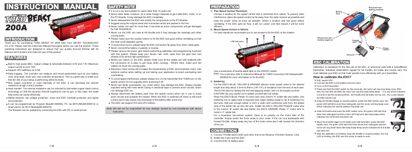 Imagen de la primera página del manual del dispositivo 1/5 EX 200A ESC
