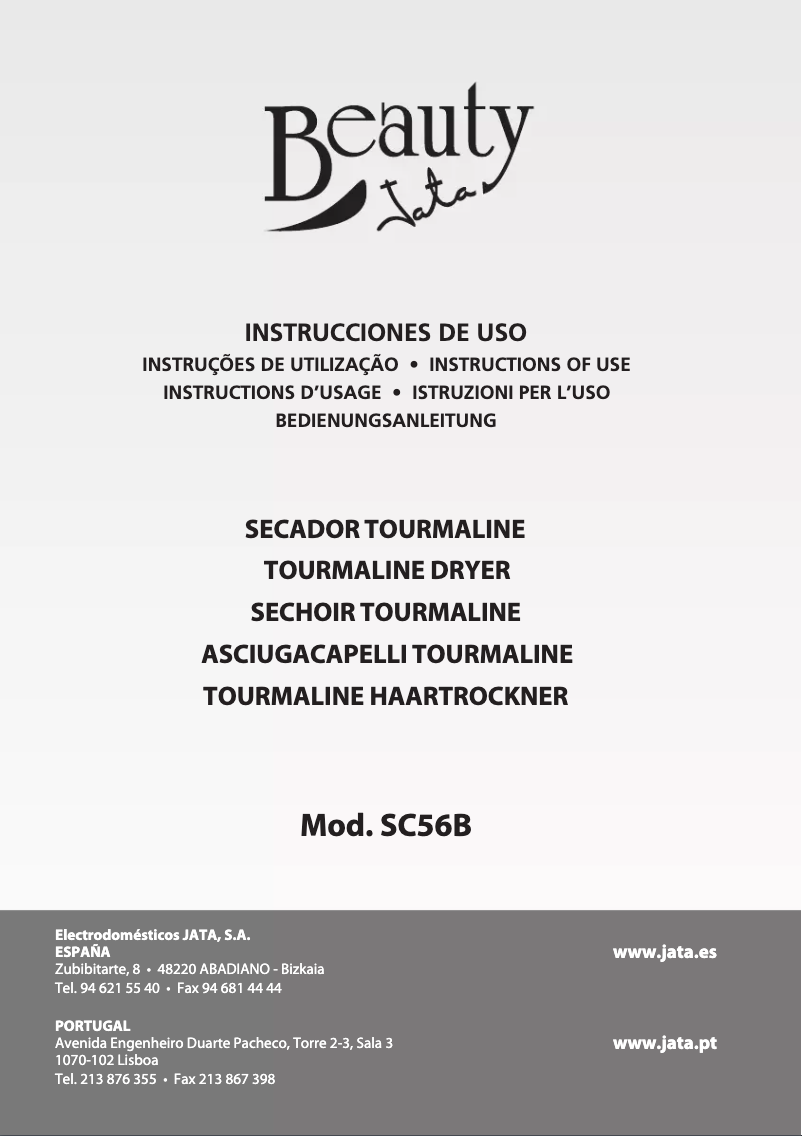 Page n°1 - Manuel utilisateur Jata SC56B