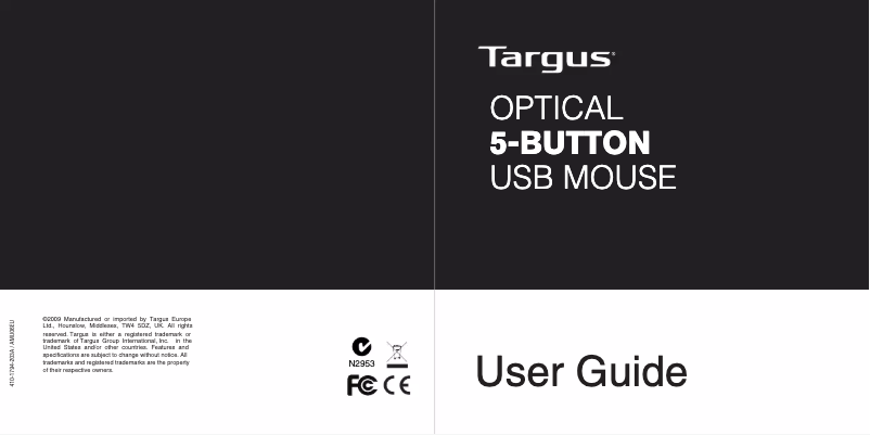 Page n°1 - Manuel utilisateur Targus AMU06EU