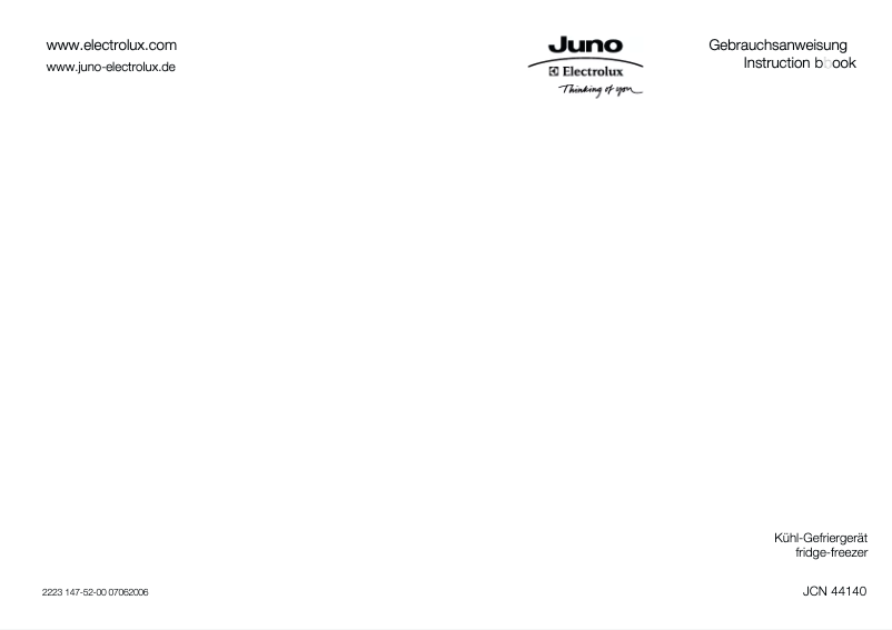 Page 1 de la notice Manuel utilisateur Juno Electrolux JCN44140