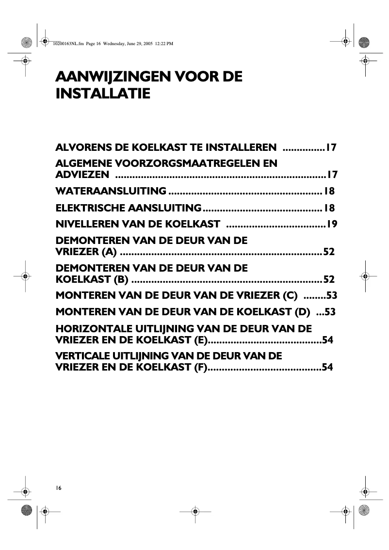 Page 1 de la notice Manuel utilisateur Whirlpool FRBB36AF20/2