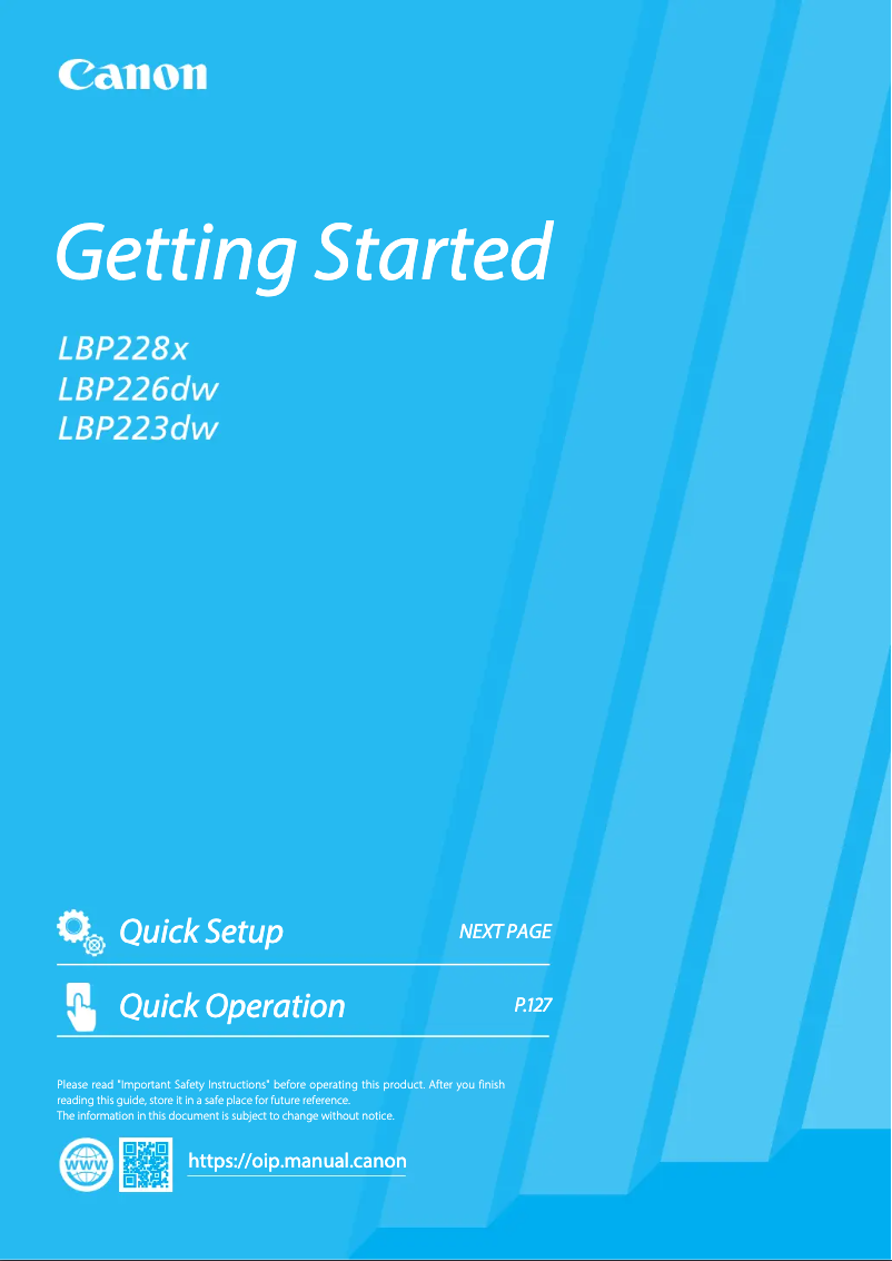Page 1 de la notice Manuel utilisateur Canon imageCLASS LBP226dw