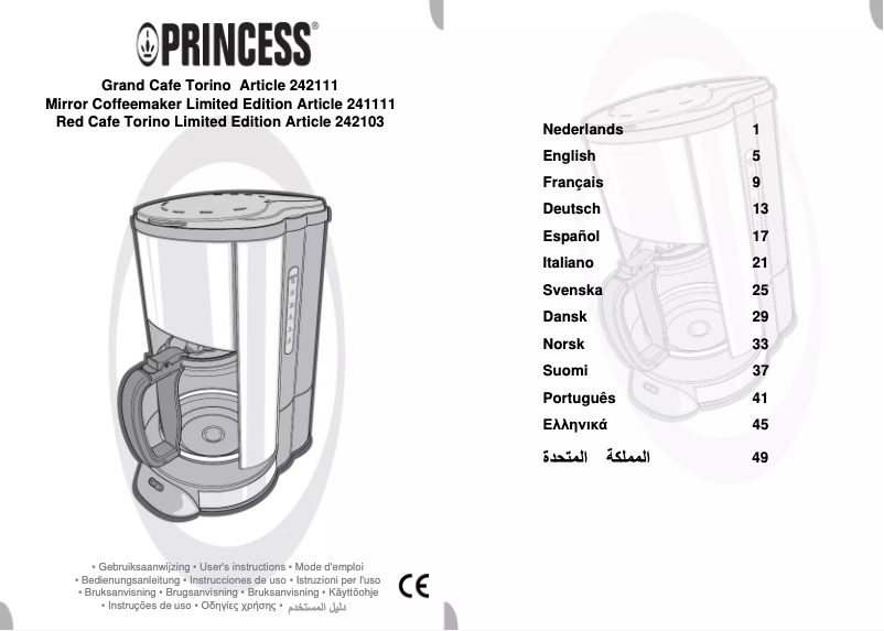 Page n°1 - Manuel utilisateur Princess Grand Café Torino 242111