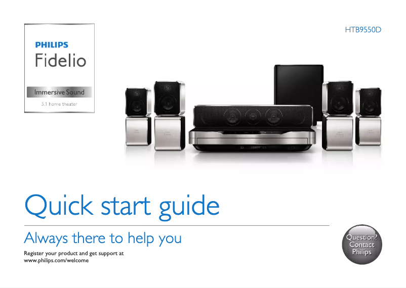 Page 1 de la notice Guide de démarrage rapide Philips Fidelio Immersive Sound HTB9550D
