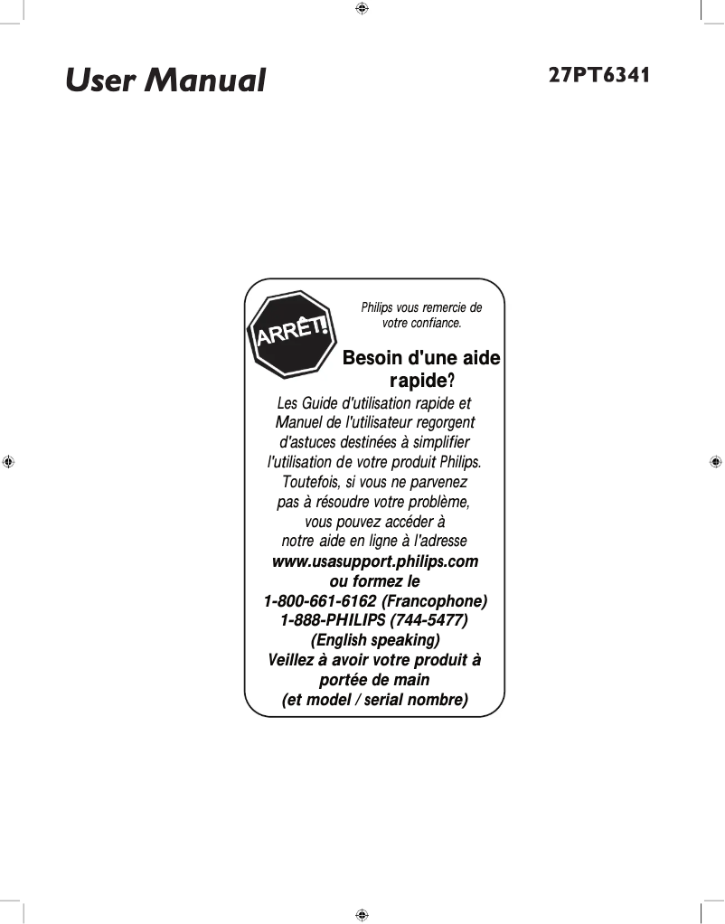 Page n°1 - Manuel utilisateur Philips 27PT6341