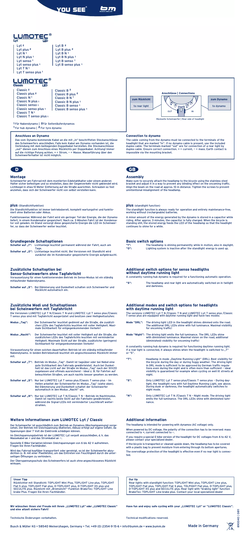 Página 1 del manual Manual de usuario Busch + Müller Lumotec Classic