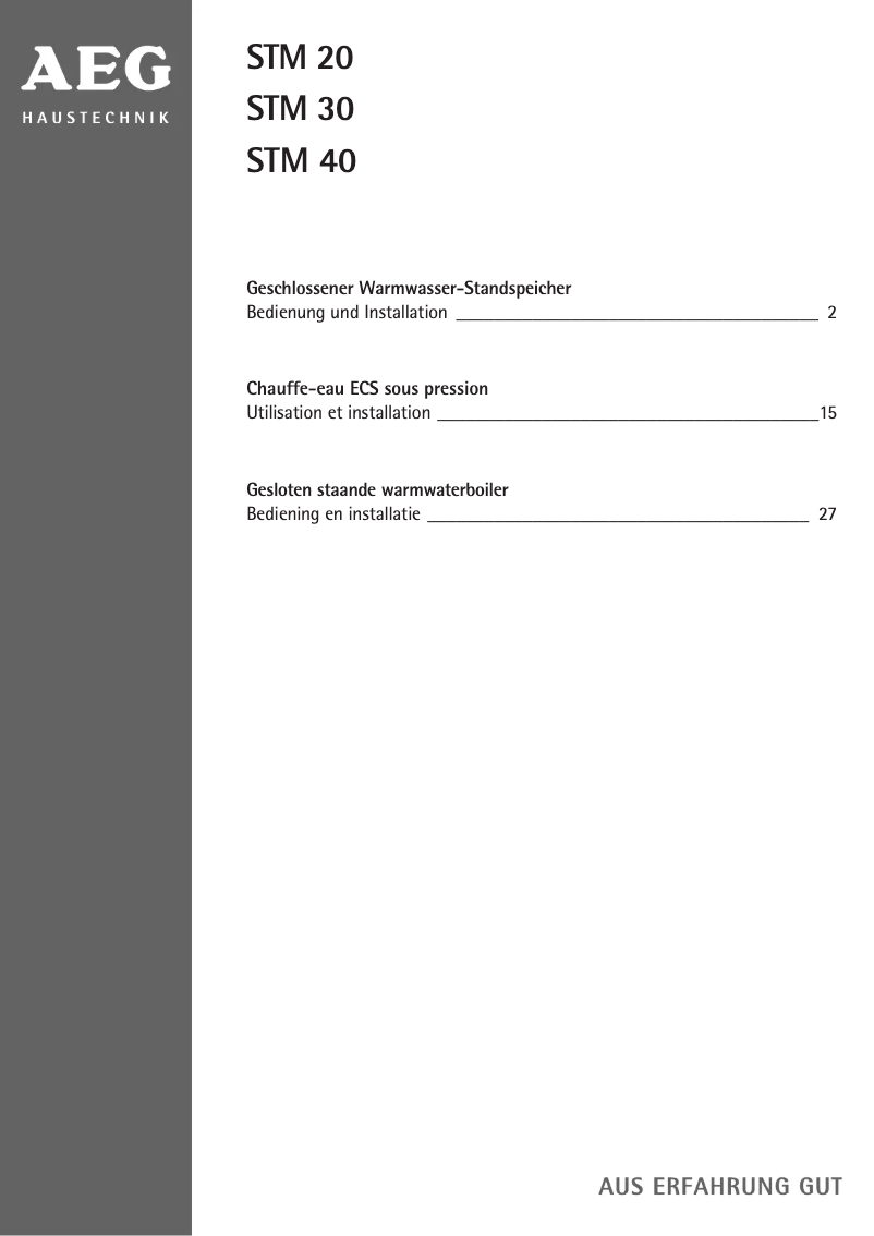 Page n°1 - Manuel utilisateur AEG STM 30