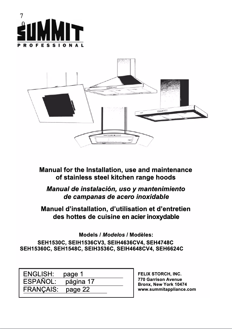 Page 1 de la notice Manuel utilisateur Summit SEIH1536CV3