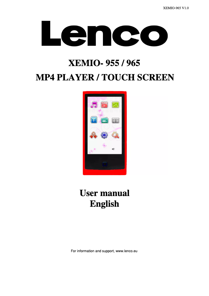 Page 1 de la notice Manuel utilisateur Lenco XEMIO-965