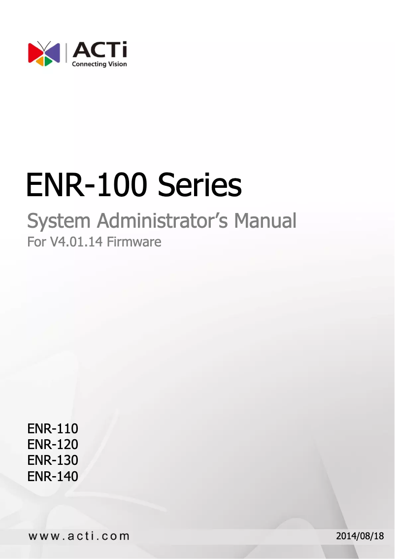 Page 1 de la notice Manuel utilisateur ACTi ENR-110