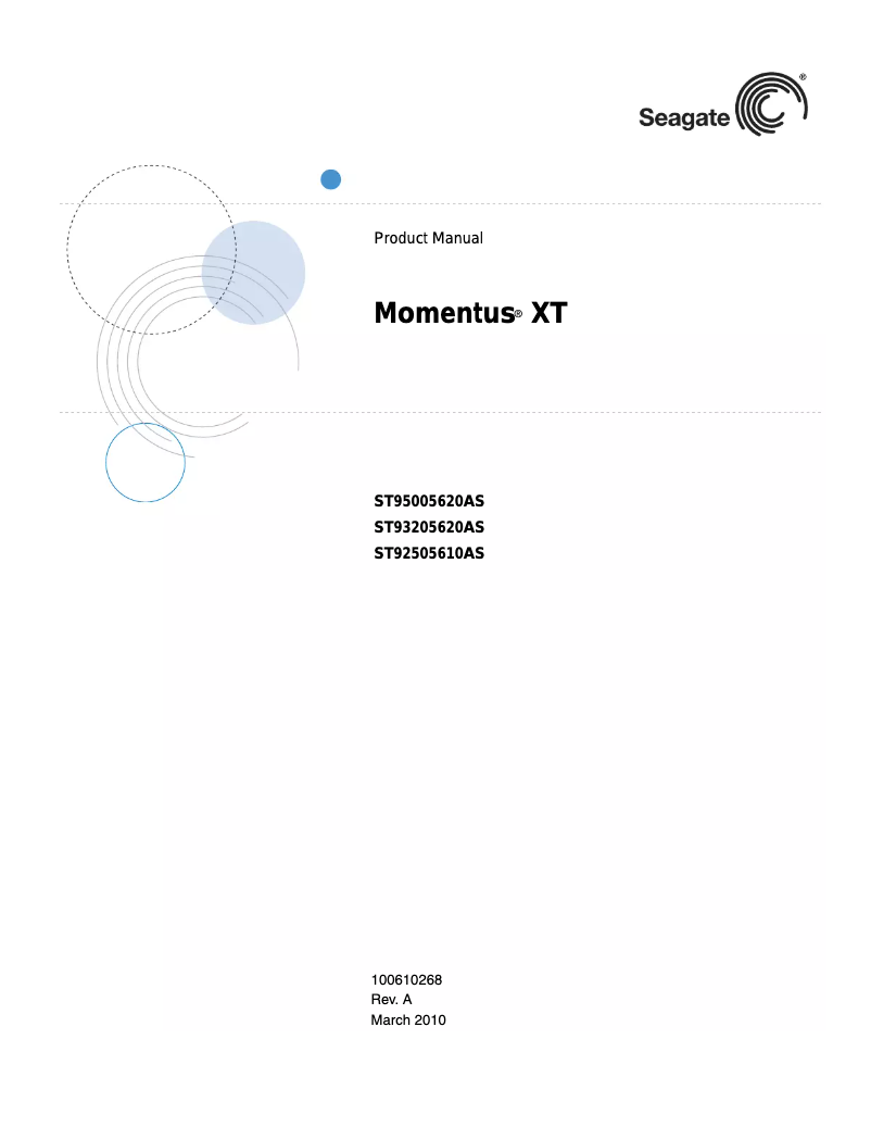 Image de la première page du manuel de l'appareil Momentus XT 320GB