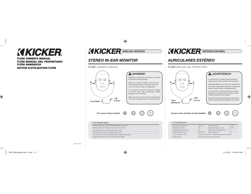 Page 1 de la notice Manuel utilisateur Kicker Flow Talk
