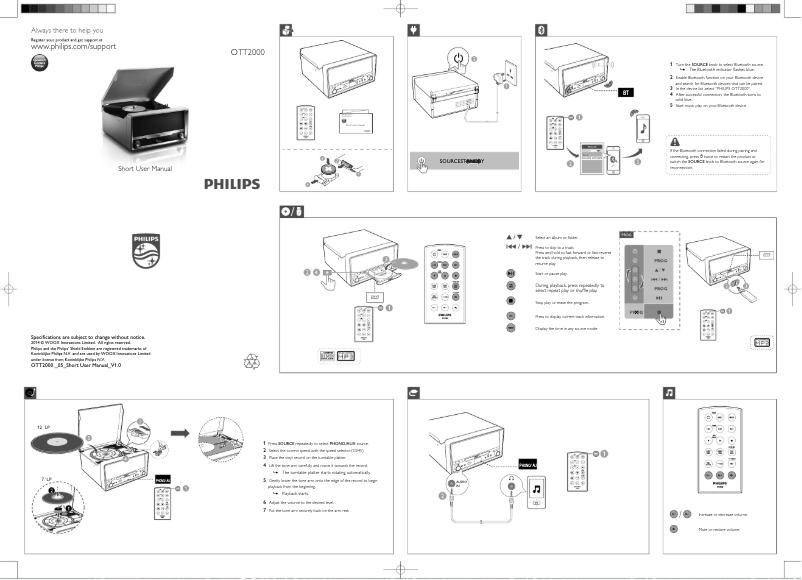 Page 1 de la notice Guide de démarrage rapide Philips OTT2000