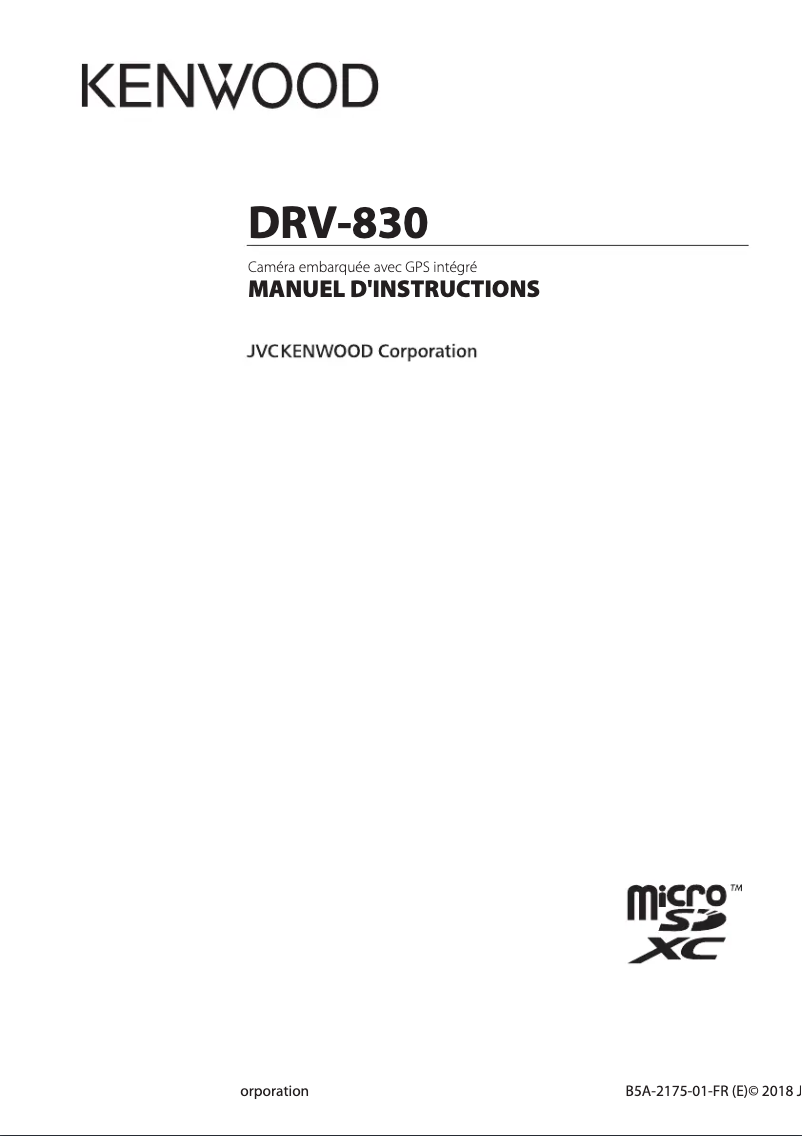 Page n°1 - Manuel utilisateur Kenwood DRV-830