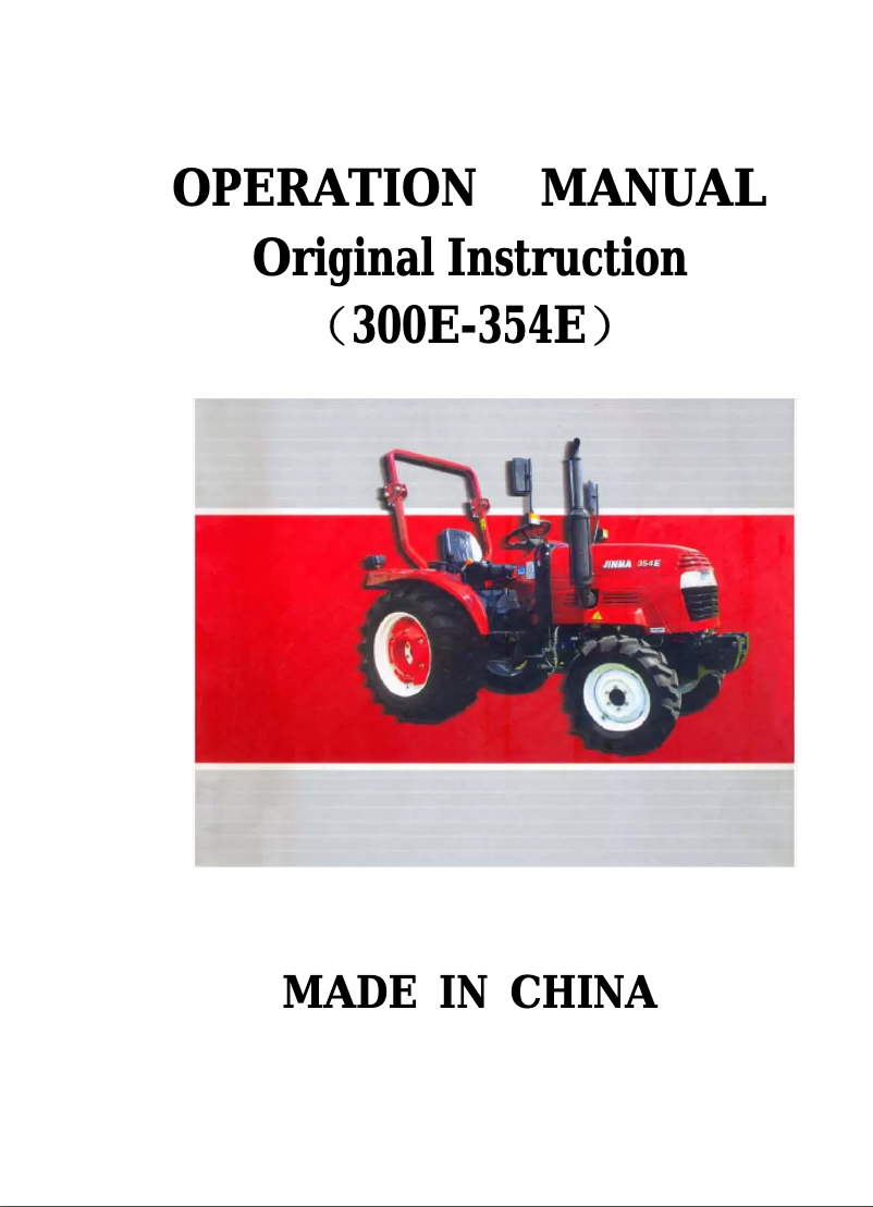 Page n°1 - Manuel utilisateur Mahindra Yueda Jinma 354E