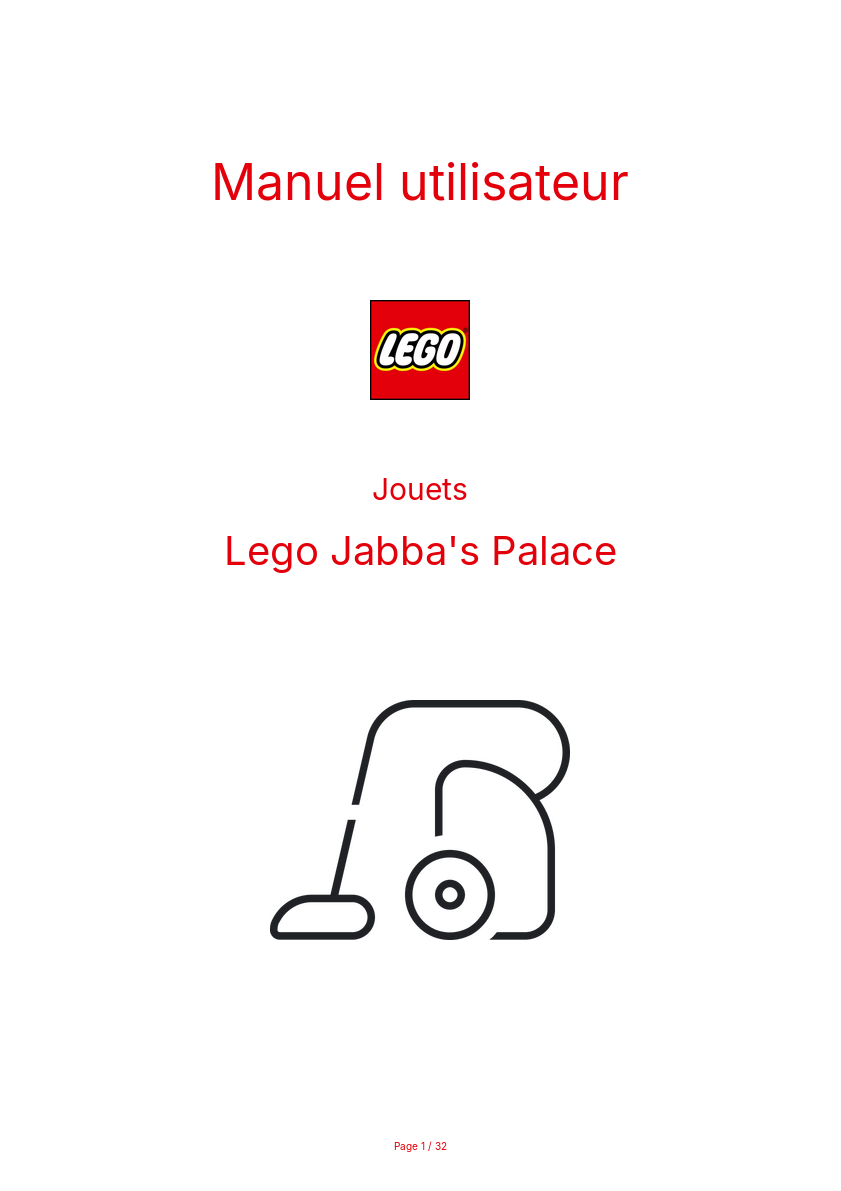 Image de la première page du manuel de l'appareil Jabba's Palace