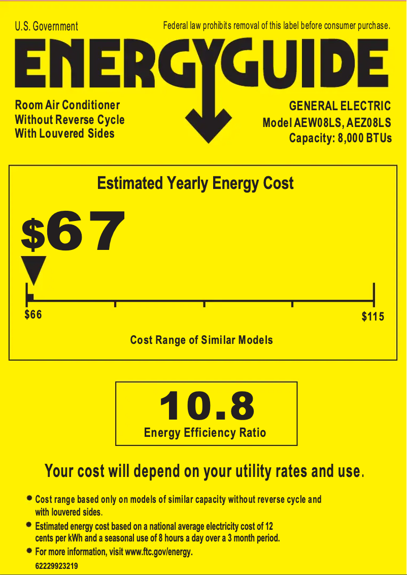 Page n°1 - Label énergétique GE AEZ08LS