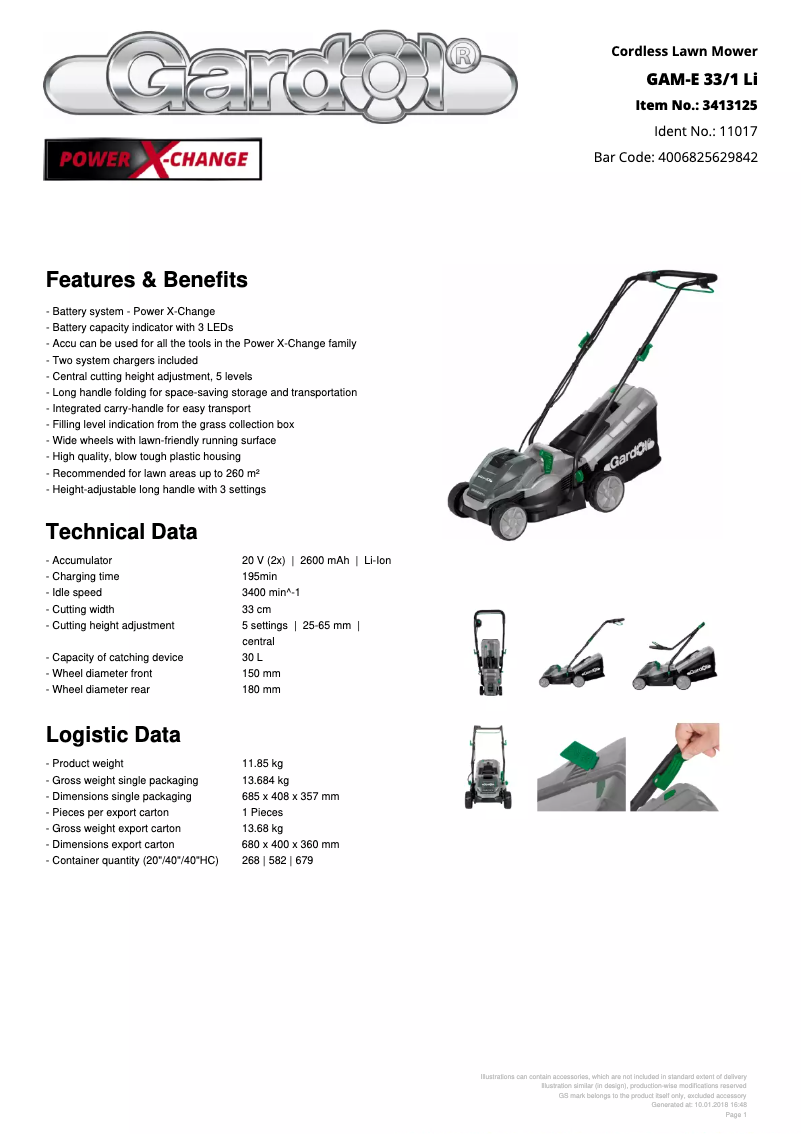 Image de la première page du manuel de l'appareil GAM-E 33/1 Li