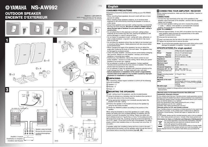 Página 1 del manual Manual de usuario Yamaha NS-AW992