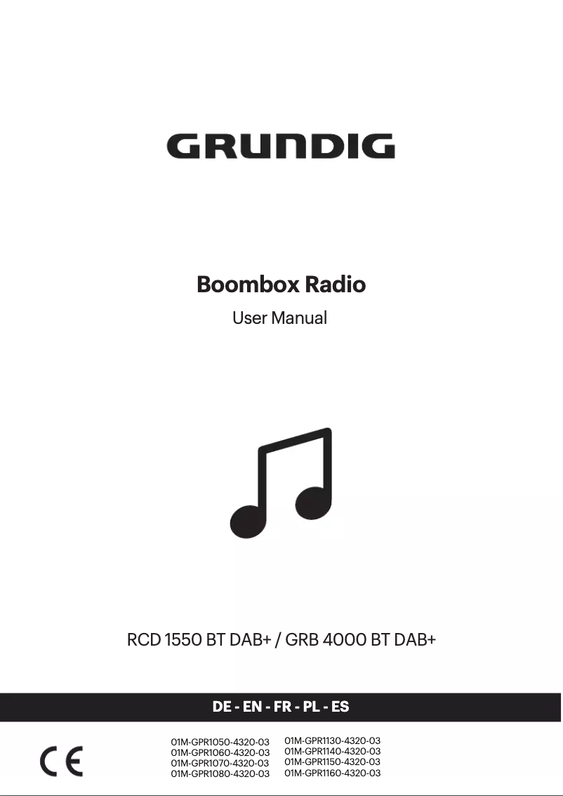 Page n°1 - Manuel utilisateur Grundig RCD 1550 DABA