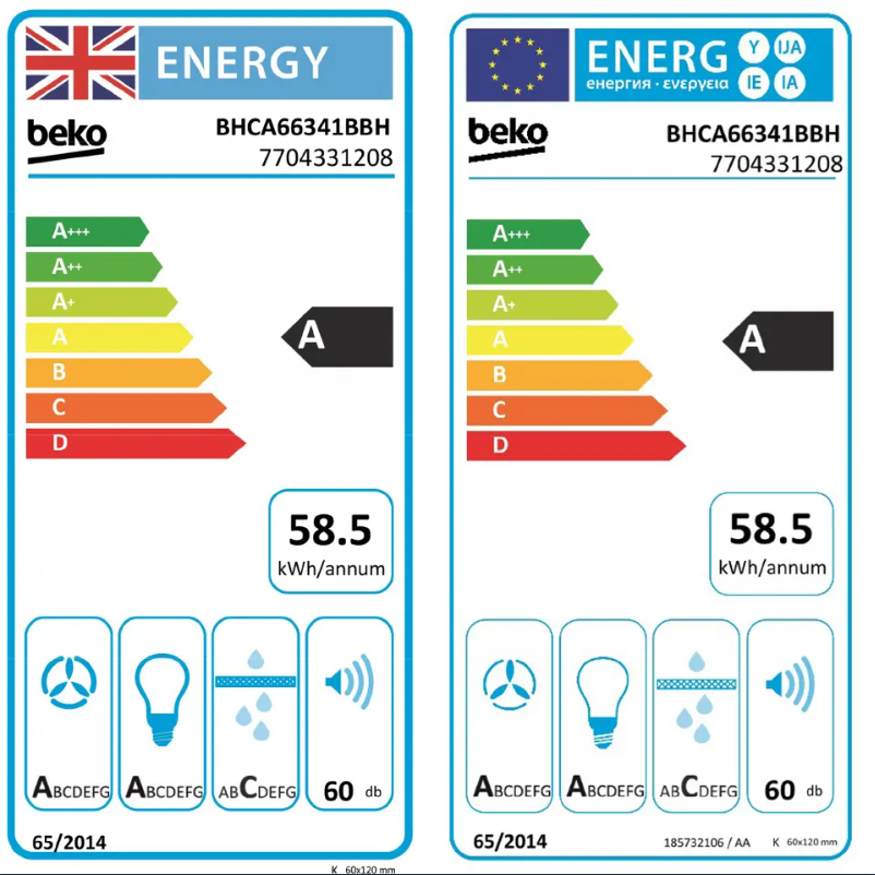 Page n°1 - Label énergétique Beko BHCA66341