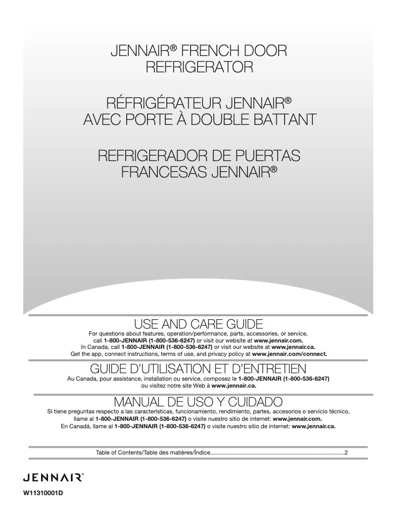 Page n°1 - Manuel utilisateur JennAir JFFCC72EFP