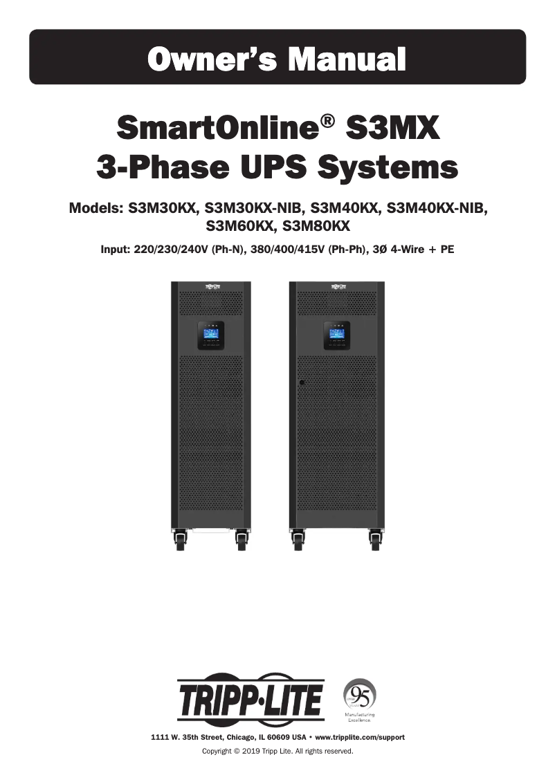 Page 1 de la notice Manuel utilisateur Tripp Lite SmartOnline S3M40KX