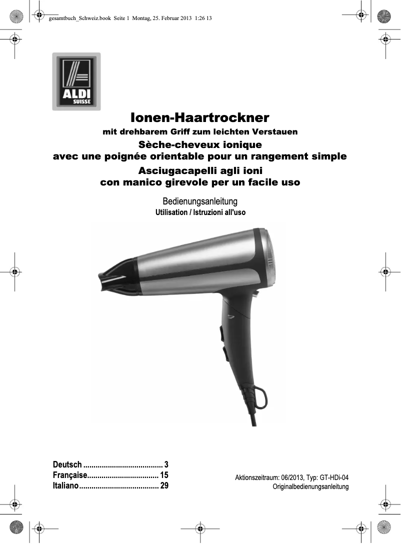 Image de la première page du manuel de l'appareil GT-HDi-04