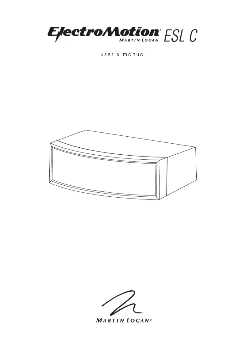 Page n°1 - Manuel utilisateur Martin Logan ElectroMotion ESL C