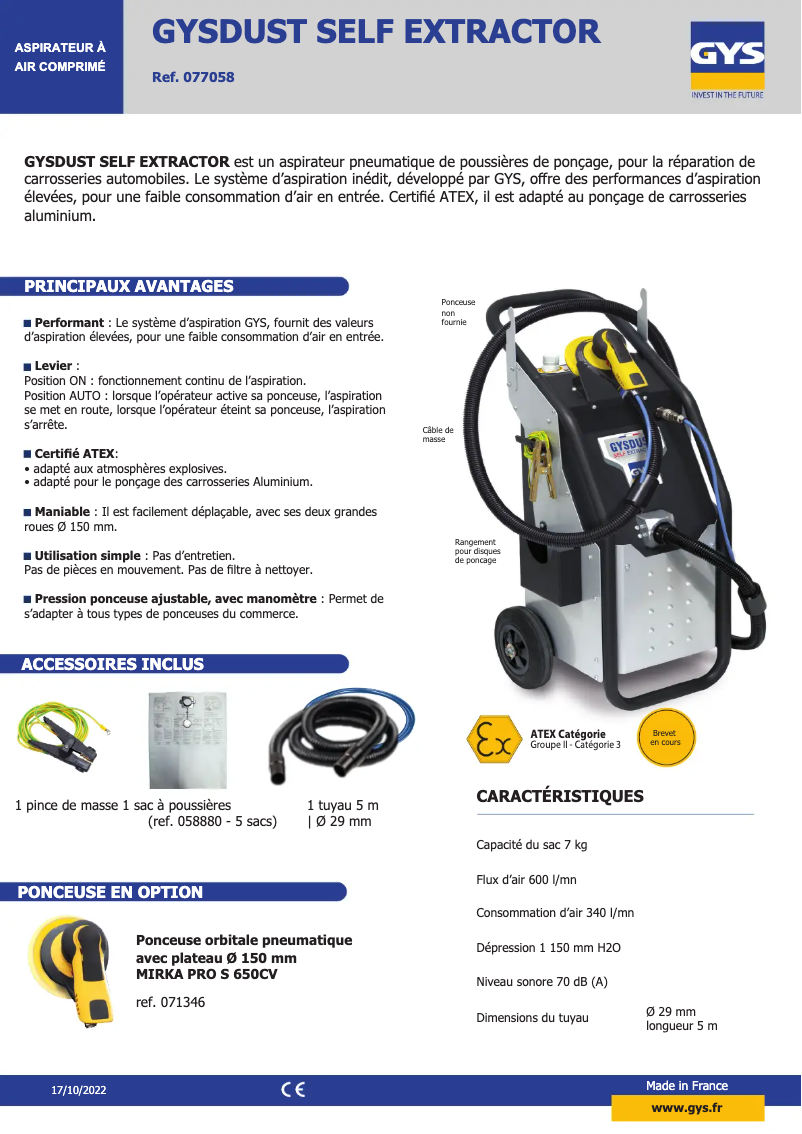 Image de la première page du manuel de l'appareil Gysdust Self Extractor