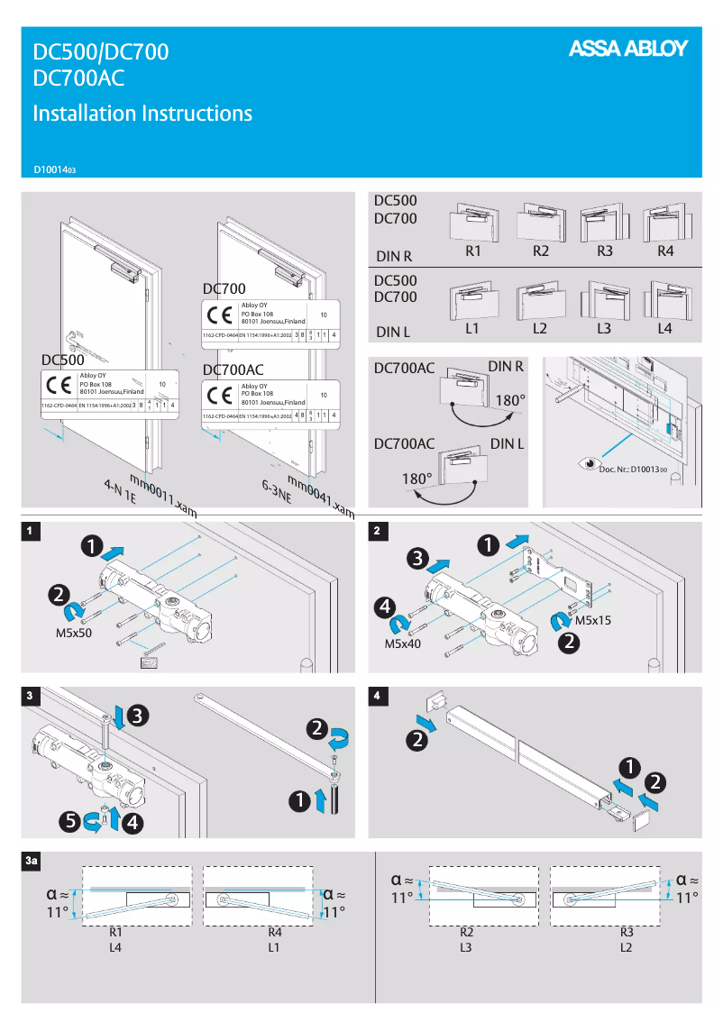 Page n°1 - Manuel utilisateur Assa Abloy DC500