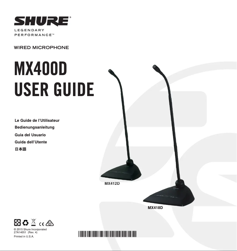 Página 1 del manual Manual de usuario Shure MX418D/C