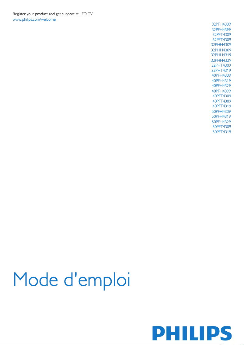 Page 1 de la notice Manuel utilisateur Philips 40PFH4329