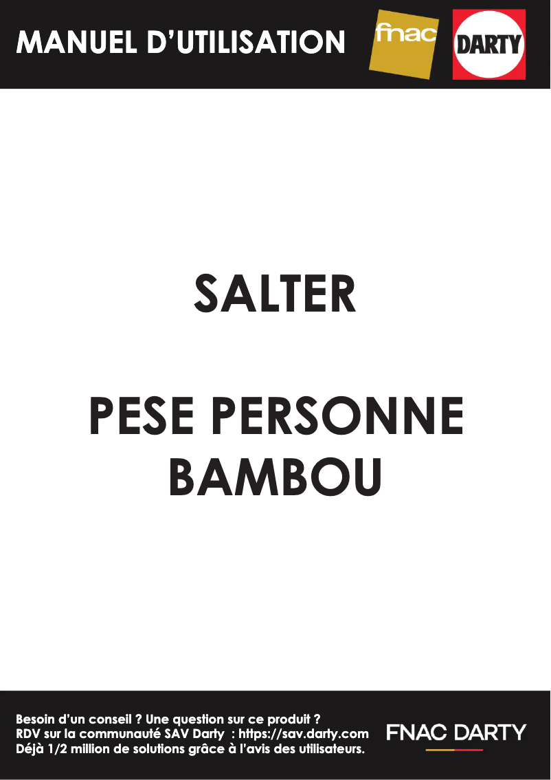 Page 1 de la notice Manuel utilisateur Salter BAMBOU