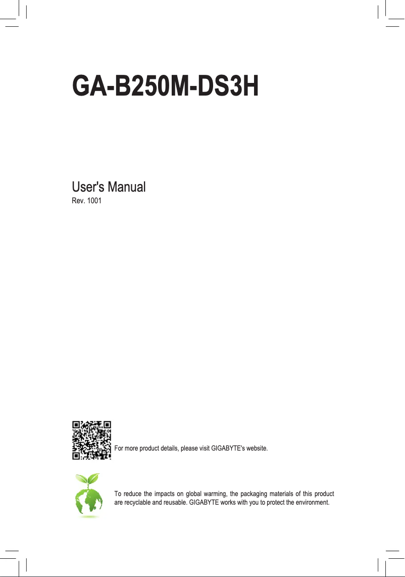 Page n°1 - Manuel utilisateur Gigabyte GA-B250M-DS3H