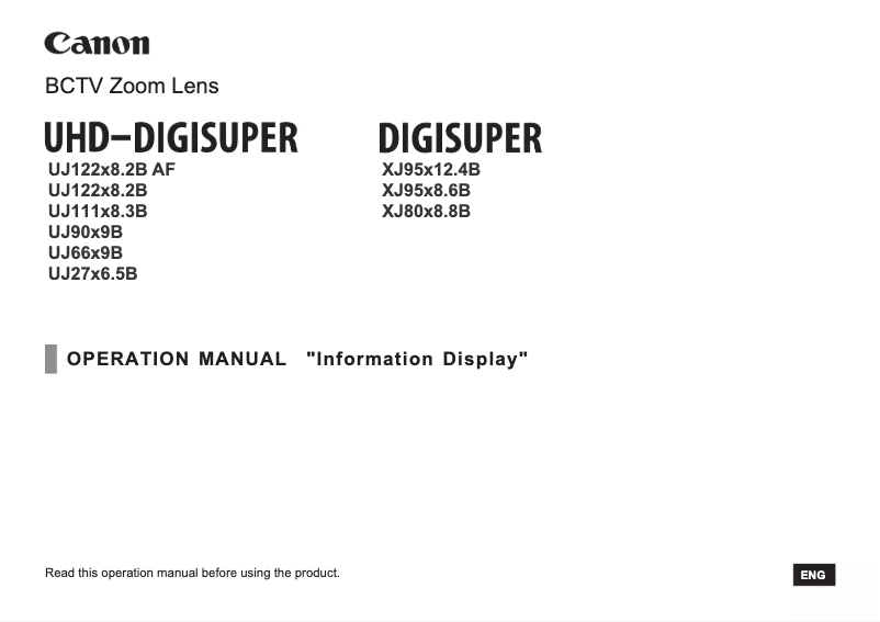 Page 1 de la notice Manuel utilisateur Canon UJ111x8.3B