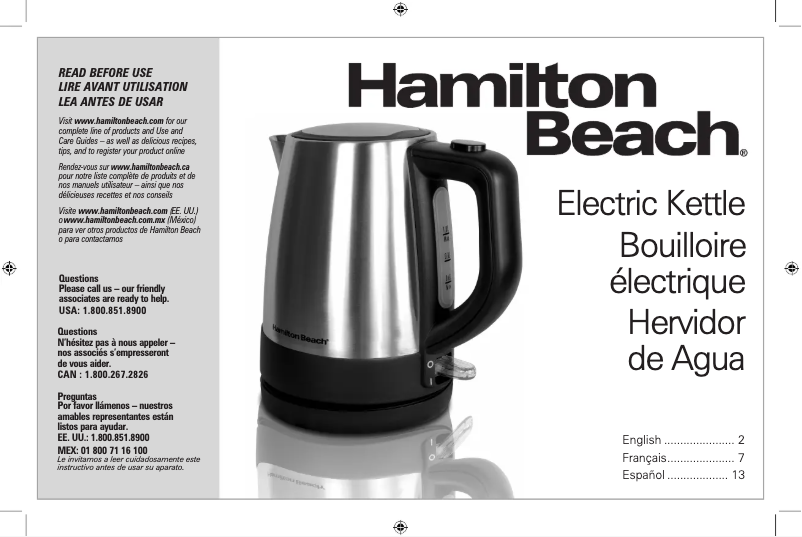 Page 1 de la notice Manuel utilisateur Hamilton Beach 40978